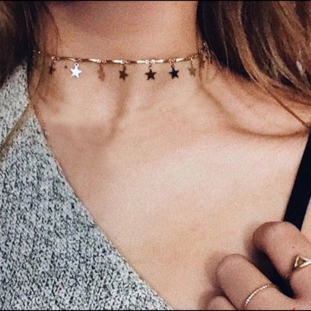 Dainty star charms choker necklace